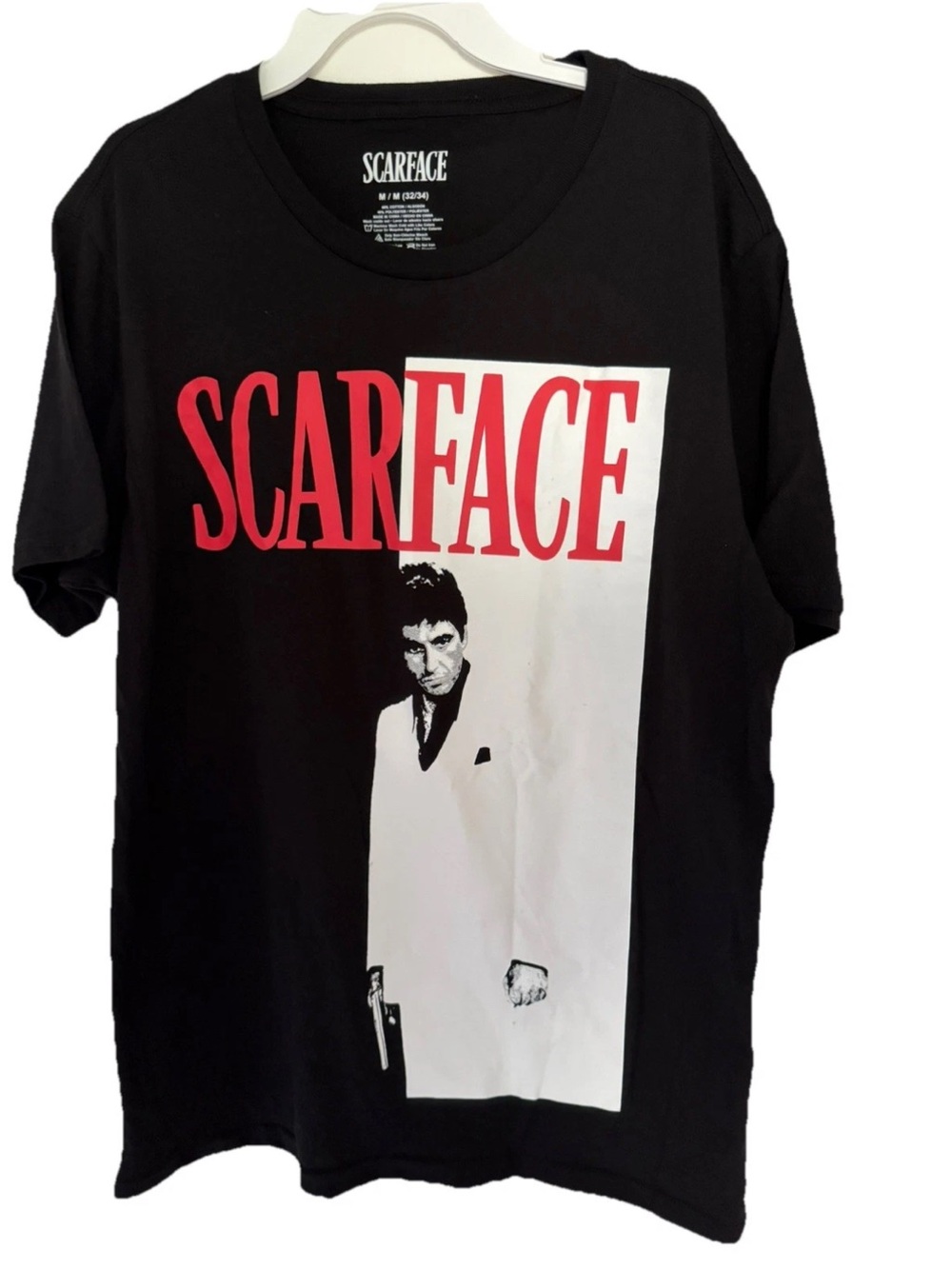 Scarface Tony Montana Al Pacino Men's size medium poster Graphic Black Tee Shirt
